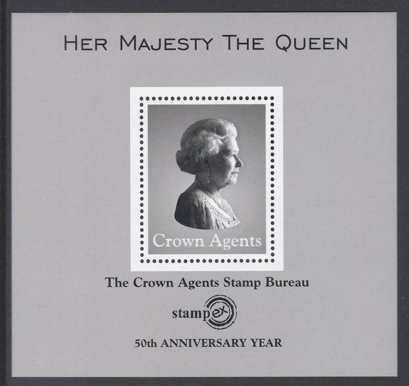 queen-elizabeth-ii-crown-agents-stamp-bureau-50th-anniversary-stampex-cinderella