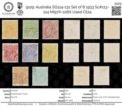 9129-australia-sg124-131-set-of-8-1933-sc-113-124-mi97x-106x-used-c24