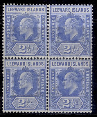 leeward-islands-edvii-sg40-40a-2d-block-with-wide-a-vlh-mint-cat-275