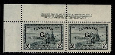 canada-gvi-sg-o187-20c-slate-nh-mint-cat-120-marginal-horizontal-pair