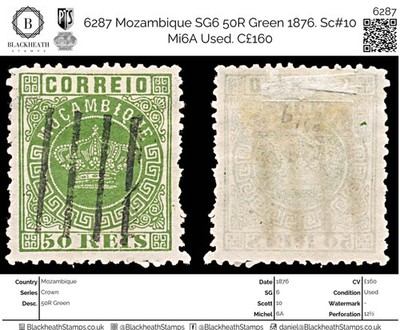 6287-mozambique-sg6-50r-green-1876-sc-10-mi6a-used-c160
