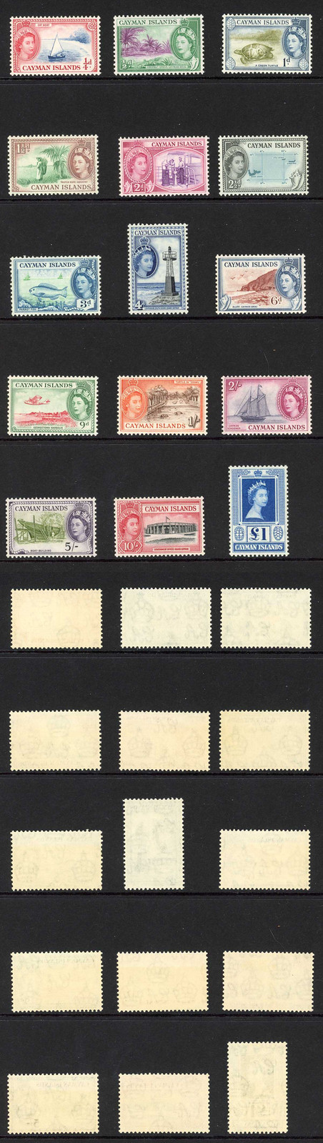 cayman-is-sg148-61a-1953-set-of-15-fresh-colour-u-m-cat-130-pounds