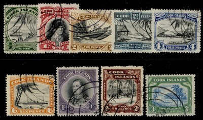 cook-islands-gvi-sg137-145-1944-46-complete-set-fine-used-cat-160