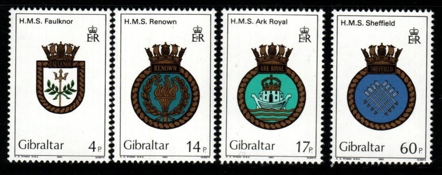 gibraltar-sg493-6-1983-naval-crests-mnh