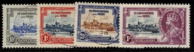 st-kitts-nevis-gv-sg61-64-1935-silver-jubilee-set-fine-used-cat-26-cds-pmks
