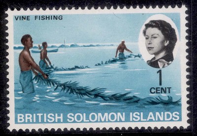 british-solomon-islands-qeii-sg166a-1c-turquoise-blue-black-brown-nh-mint