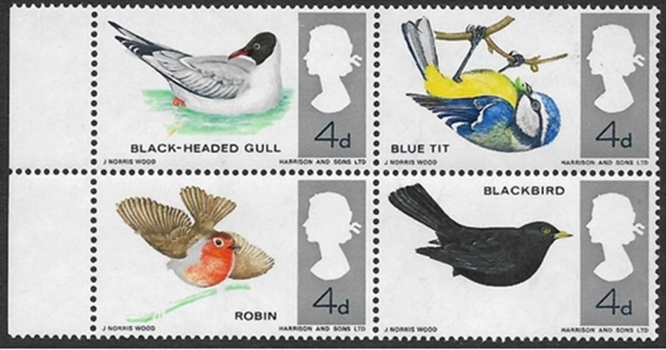 gb-sg-696aj-1966-birds-block-ordinary-with-missing-reddish-brown-variety-affecting-bottom-2-stamps-block-u-m