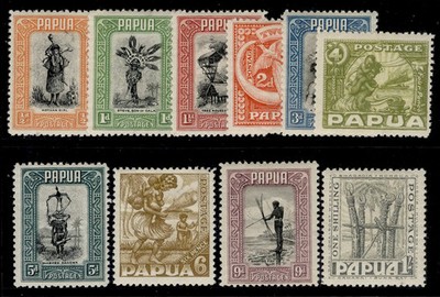 aus-papua-british-new-guinea-gv-sg130-140-1932-40-short-set-to-1s-m-mint