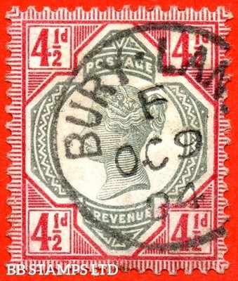 sg-206-k34-1-4d-green-carmine-a-fine-9th-october-1894-bury-la-b80146