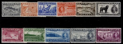 canada-newfoundland-gvi-sg257-267-1937-coronation-issue-set-m-mint-cat-60