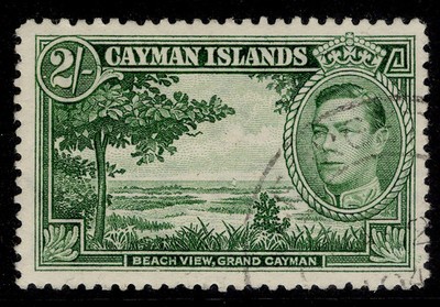 cayman-islands-gvi-sg124-2s-yellow-green-vfu-cat-22