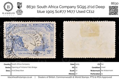8630-south-africa-company-sg95-2d-deep-blue-1905-sc-77-mi77-used-c12