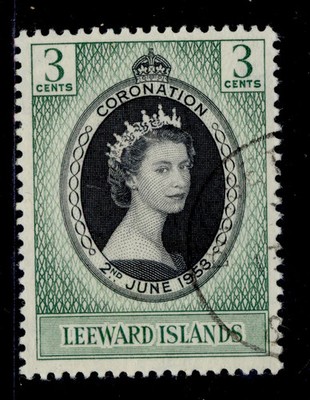leeward-islands-qeii-sg125-3c-1953-coronation-fine-used