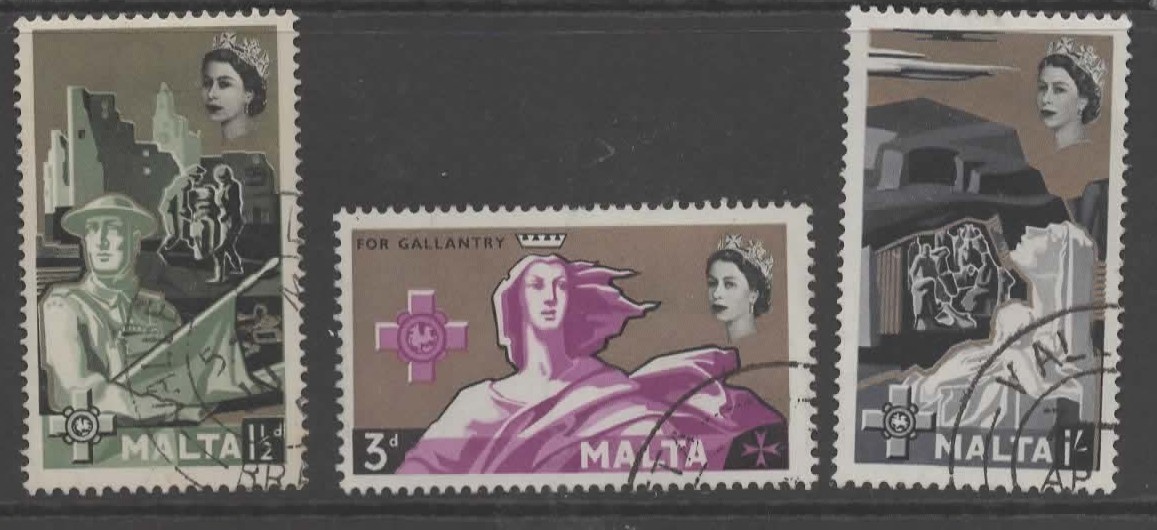 malta-sg289-91-1958-george-cross-used