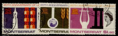 montserrat-qeii-sg187-189-1966-unesco-set-fine-used