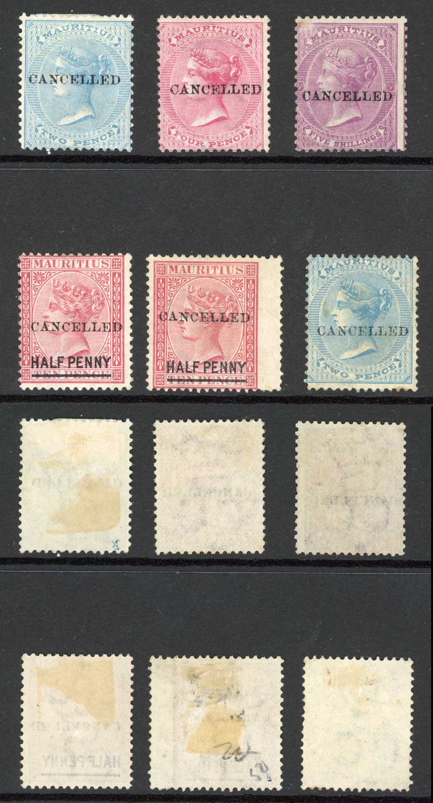 mauritius-qv-selection-of-stamps-opt-cancelled-some-with-no-gum