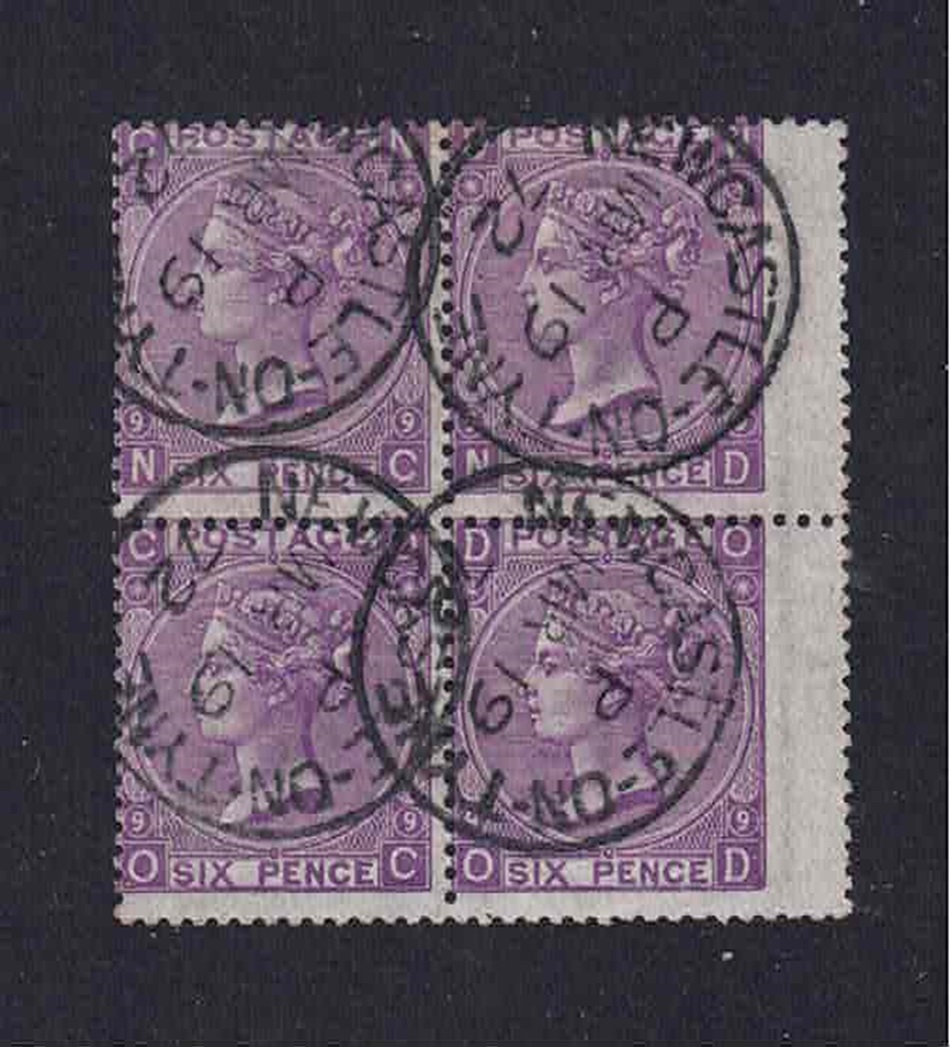 qv-1865-6d-mauve-plate-9-watermark-emblems-block-superb-newcastle-upon-tyne-cds