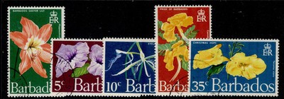 barbados-qeii-sg419-423-1970-flowers-set-fine-used