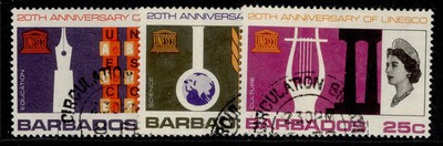 barbados-qeii-sg360-362-1967-unesco-set-fine-used