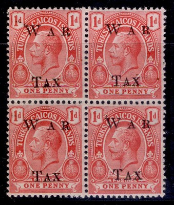 turks-caicos-islands-gv-sg152-1d-scarlet-nh-mint-block-x4