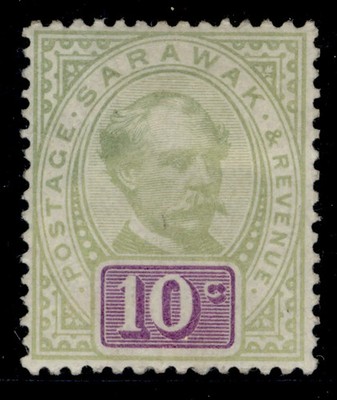 sarawak-qv-sg15-10c-green-purple-unused-cat-60