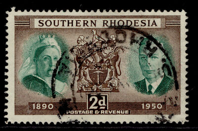 southern-rhodesia-gvi-sg70-2d-green-brown-fine-used