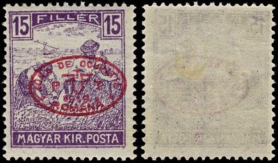 3854-romanian-occ-of-debrecen-mi19b-sc-2n10a-sg15a-1919-1-5f-violet-red-over