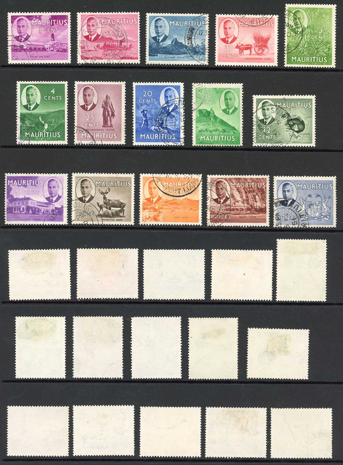 mauritius-sg276-90-1950-set-of-15-on-chalk-paper-very-fine-used