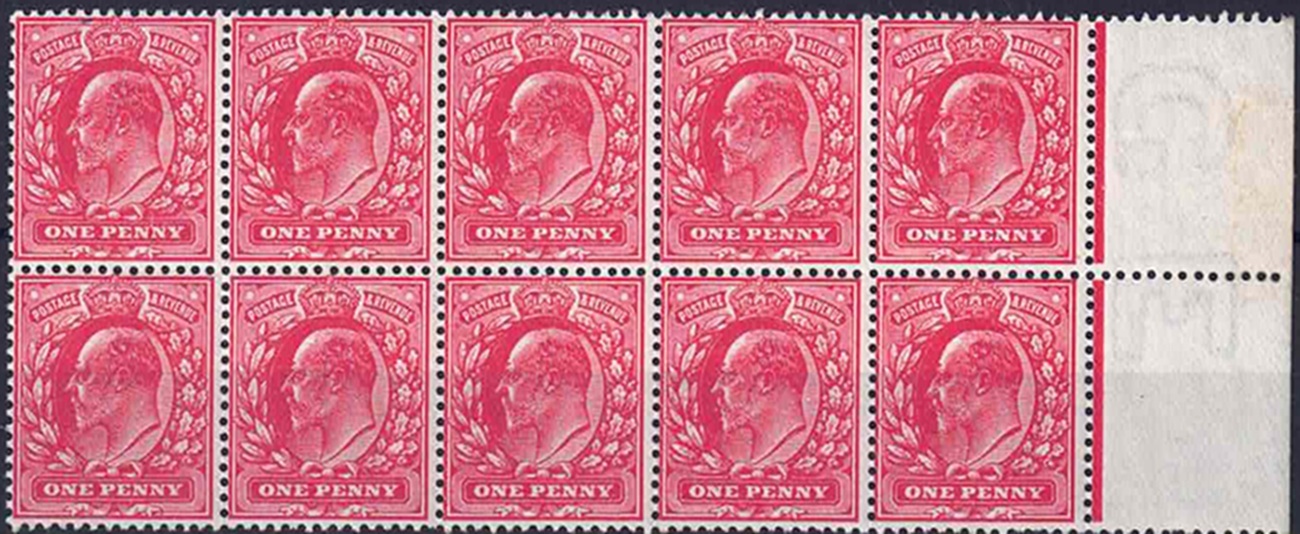 edvii-sg-272-harrison-printing-rose-red-perfs-14-block-of-10-unmounted-mint