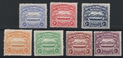 solomon-is-1907-large-canoes-set-of-7-fresh-m-mint-odd-small-imperfection
