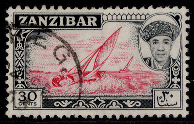 zanzibar-qeii-sg378-30c-carmine-red-black-fine-used